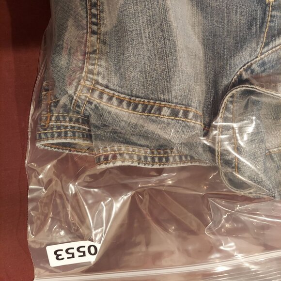 Cabi Jean jacket womens M Blue Denim Logo cropped Long sleeves waist tabs beachy - Picture 13 of 13